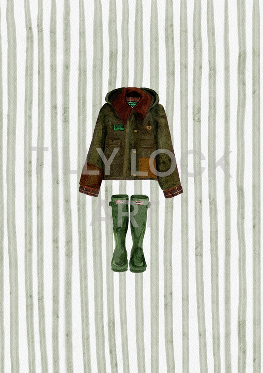 STRIPY BARBOUR & WELLIES
