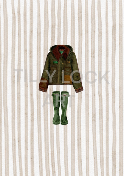 STRIPY BARBOUR & WELLIES