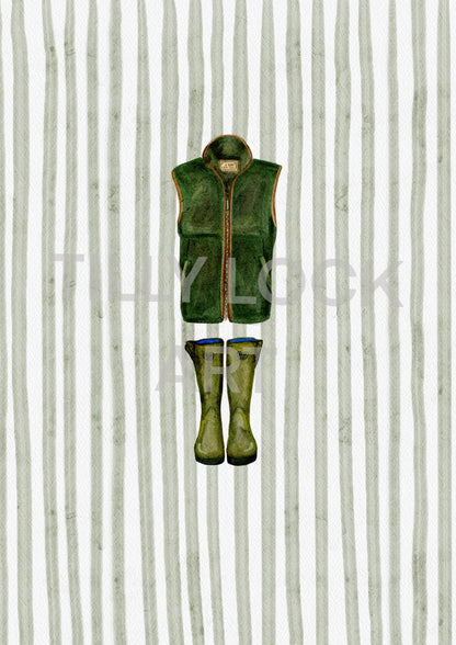 STRIPY GILET & WELLIES