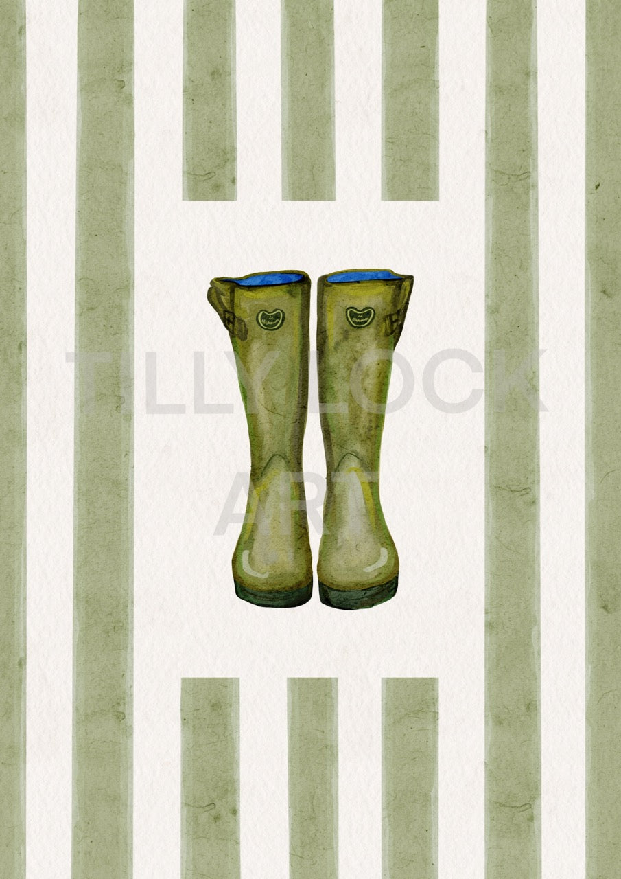 PRINT ~ GREEN WELLIES