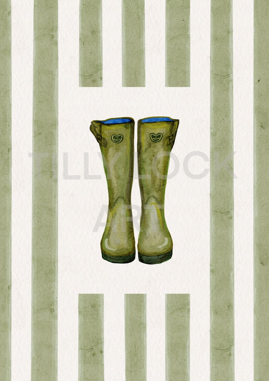 PRINT ~ GREEN WELLIES