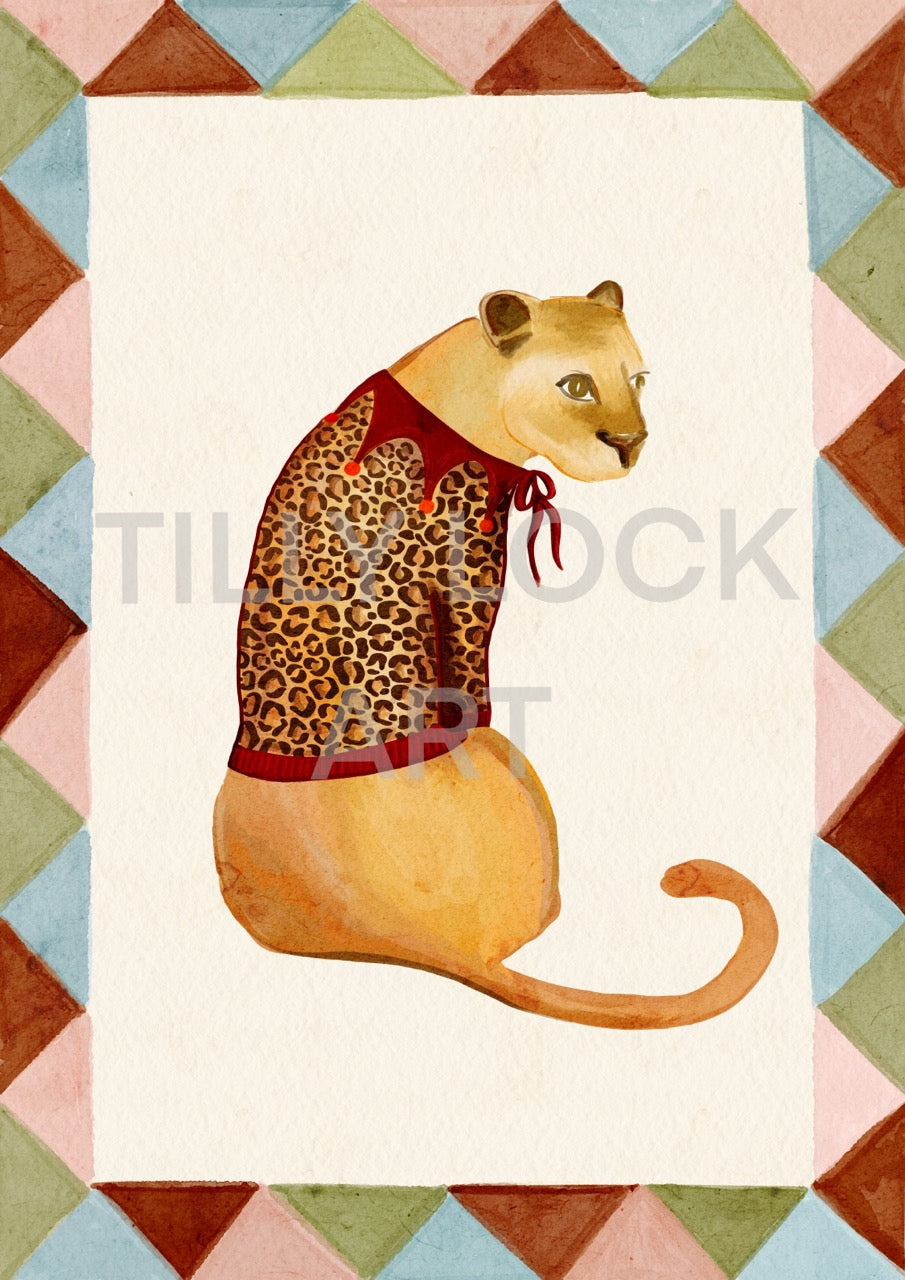 LEOPARD DRESSED LIONESS ~ BROWN