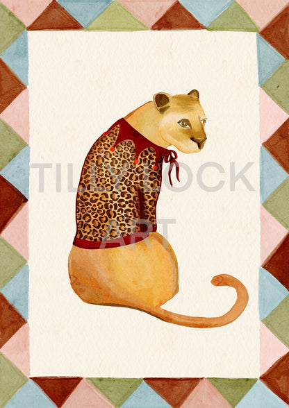 LEOPARD DRESSED LIONESS ~ BROWN