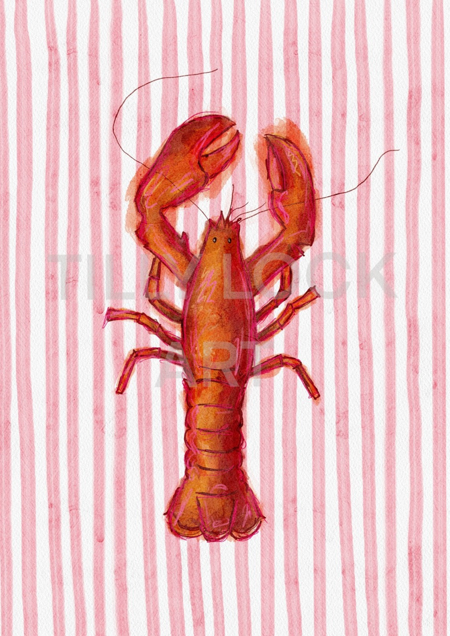 PRINT ~ STRIPY LOBSTER PINK