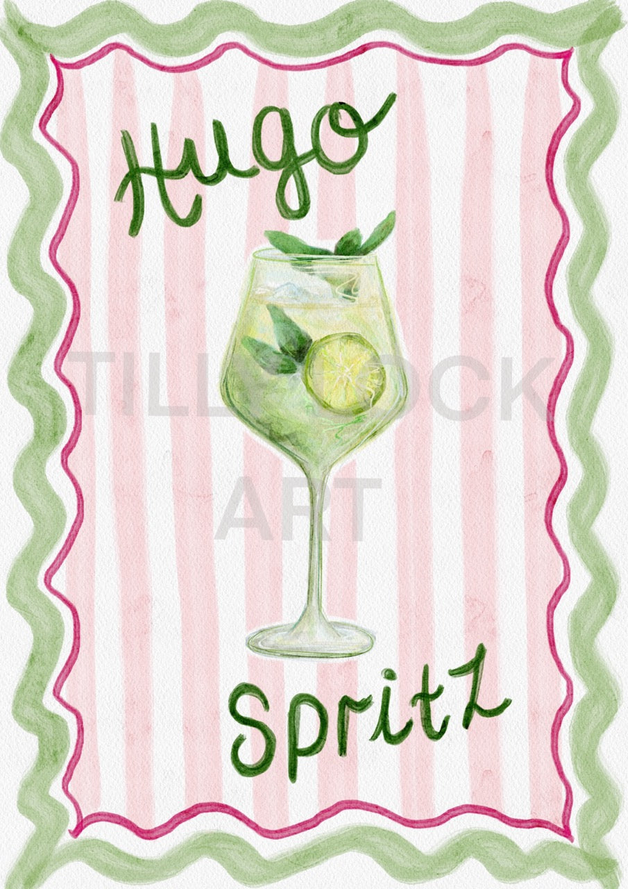 Wavy Hugo Spritz Cocktail Art Print